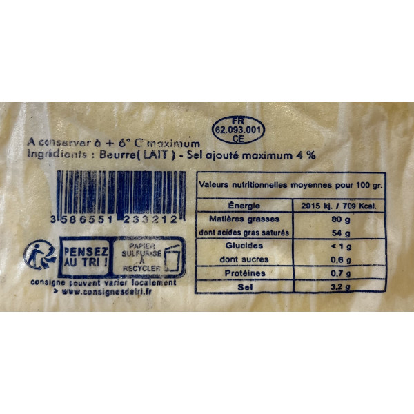 BEURRE SALE "A LA FLEUR DE SEL" 250g